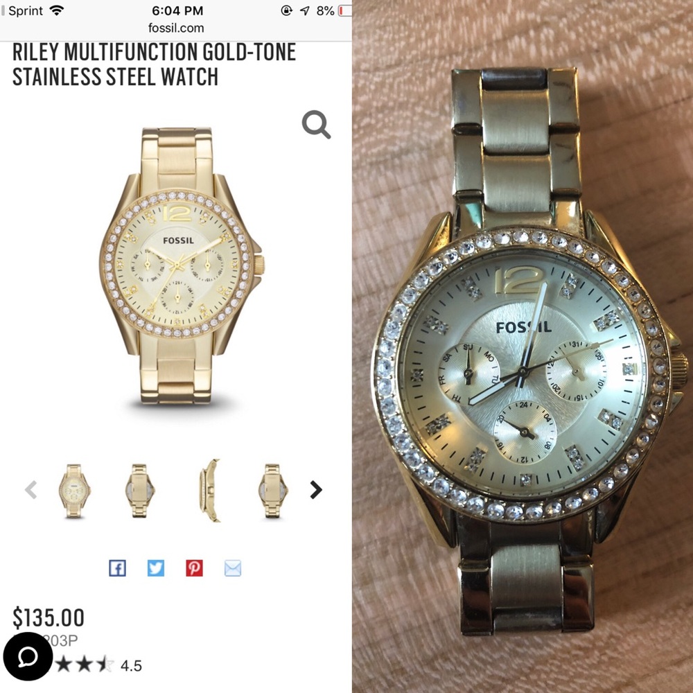 Gold Fossil Watch
